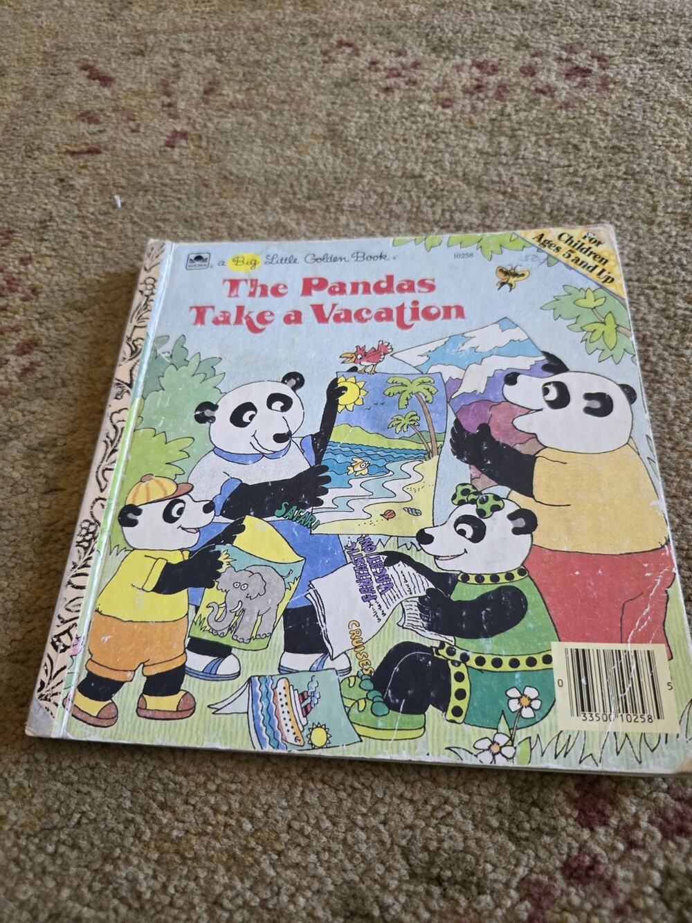 BIG Little Golden Book THE PANDAS TAKE A VACATION Ephemera Vintage
